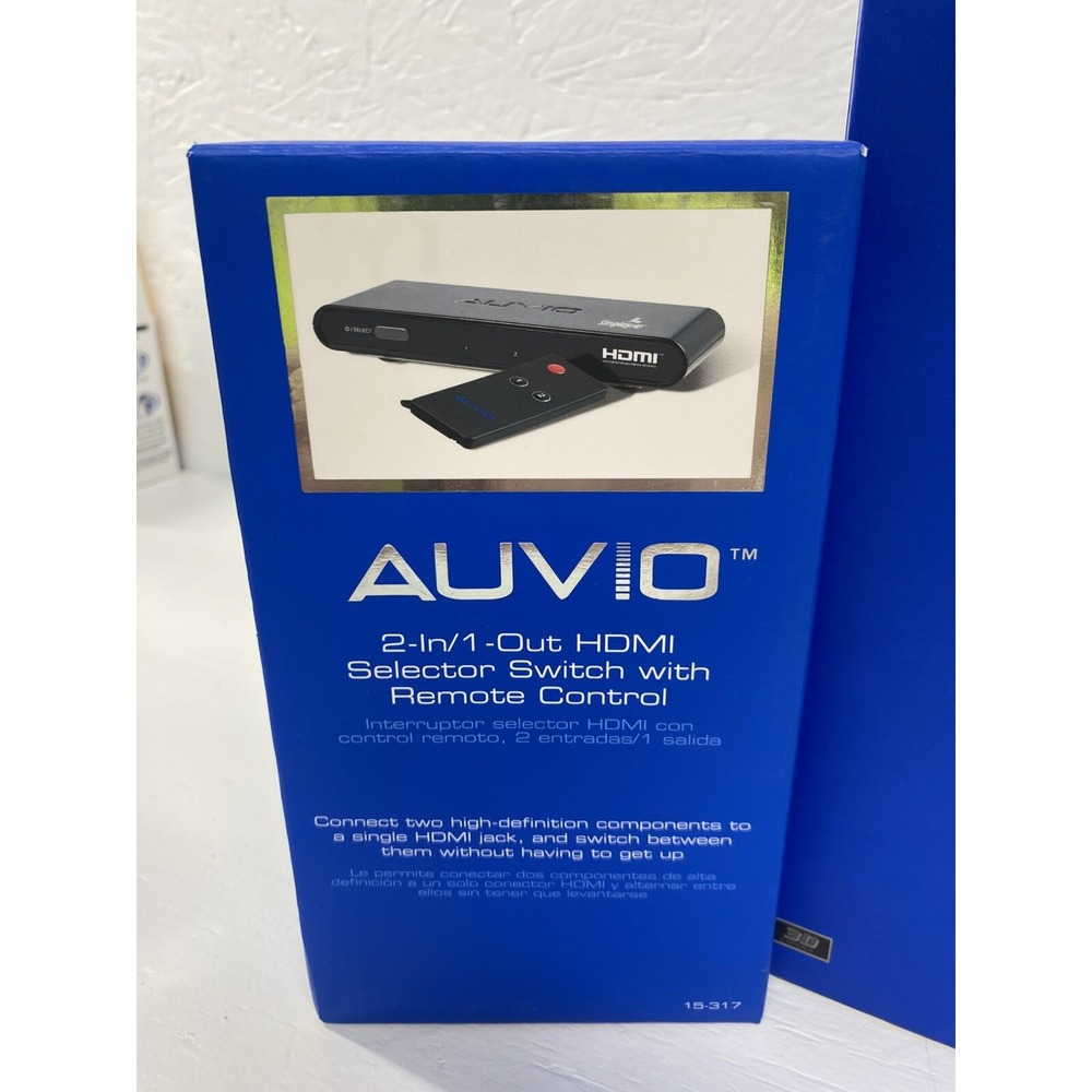Auvio 15-317 2-in 1 Out HDMI Selector Switch w/ Remote New Open Box